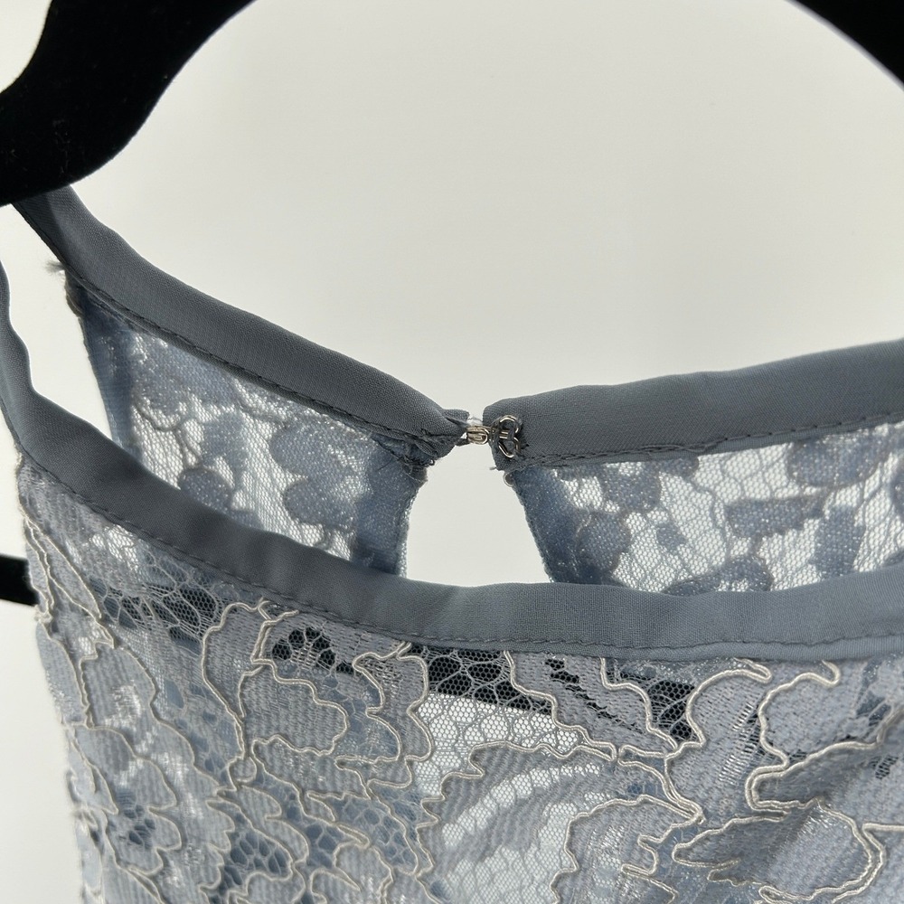 JJ's House Steel Blue Lace Halter Maxi Dress Wedding Occasion Junior 14 NWT - Picture 11 of 12